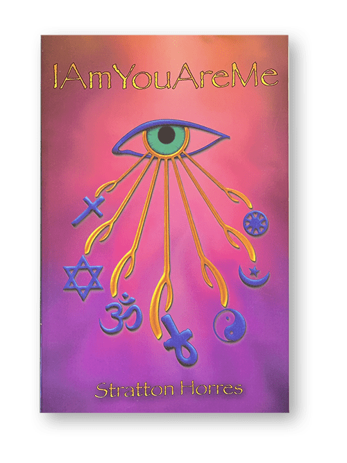 IAmYouAreMe Written by Stratton Horres Book book cover has egyptian eye with hyeroglyphics on purple background